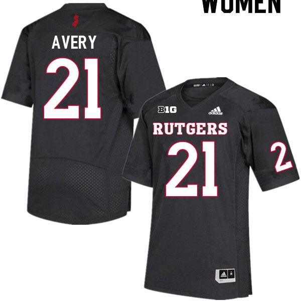 Women #21 Tre Avery Rutgers Scarlet Knights College Football Jerseys Sale-Black